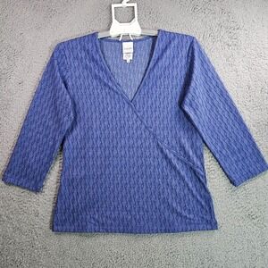 Madeleine Wrap Top Blouse Women Size‎ 10 Tectured Purplish Blue